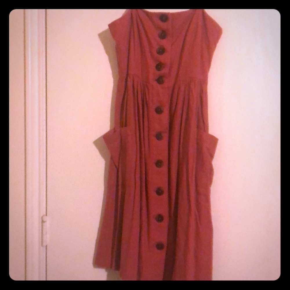 Button-up Spaghetti strap dress w/pockets